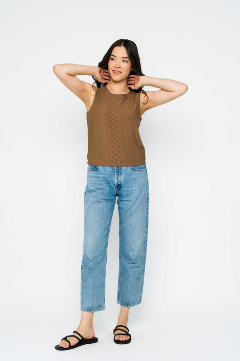 Ginny-Eyelet Gathered Tank